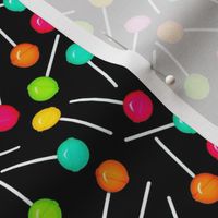 Smaller Scale Candy Rainbow Lollipops on Black