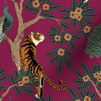 tiger and peacock magenta (medium scale) 