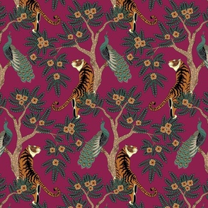 tiger and peacock magenta (medium scale) 