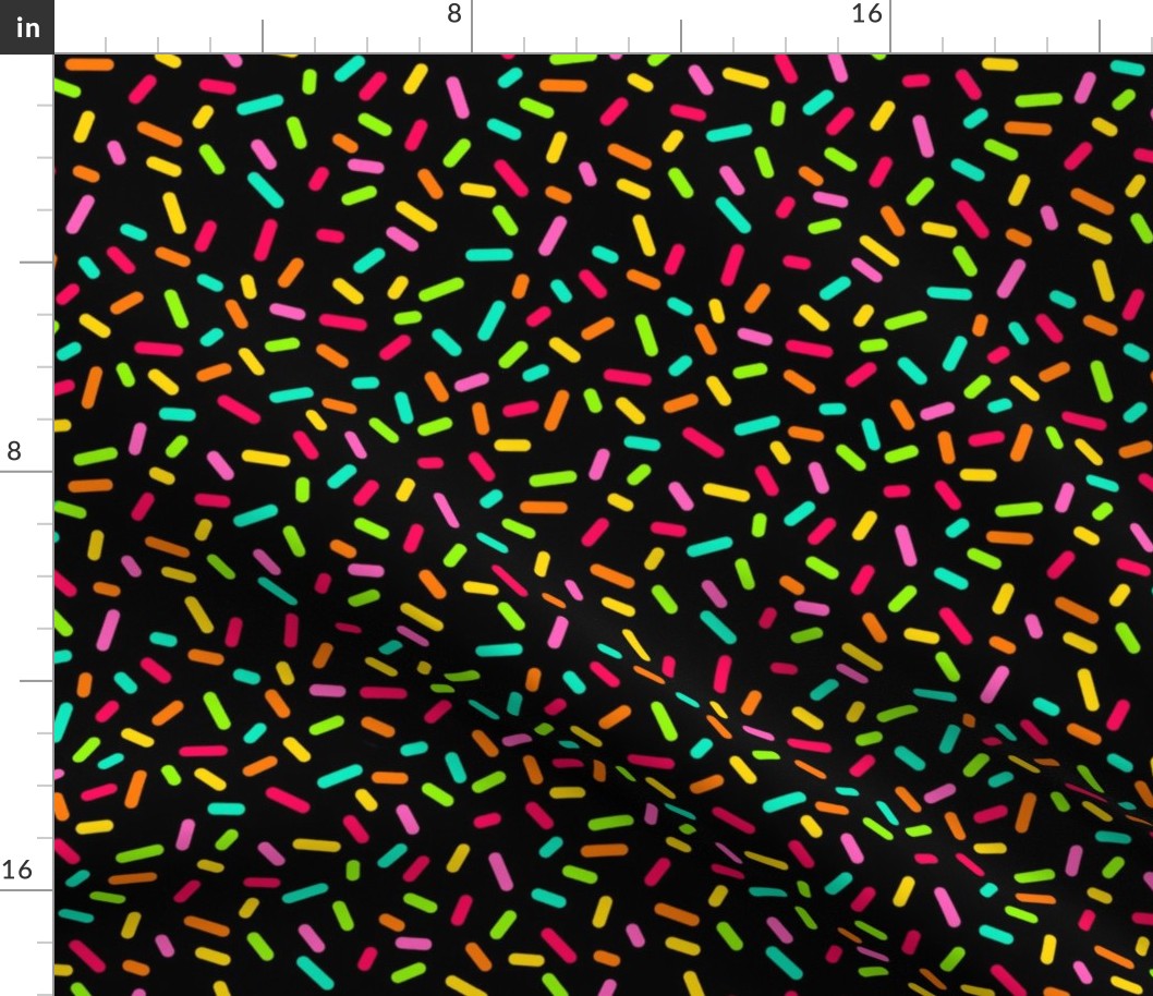 Bigger Scale Candy Rainbow Confetti Sprinkles on Black