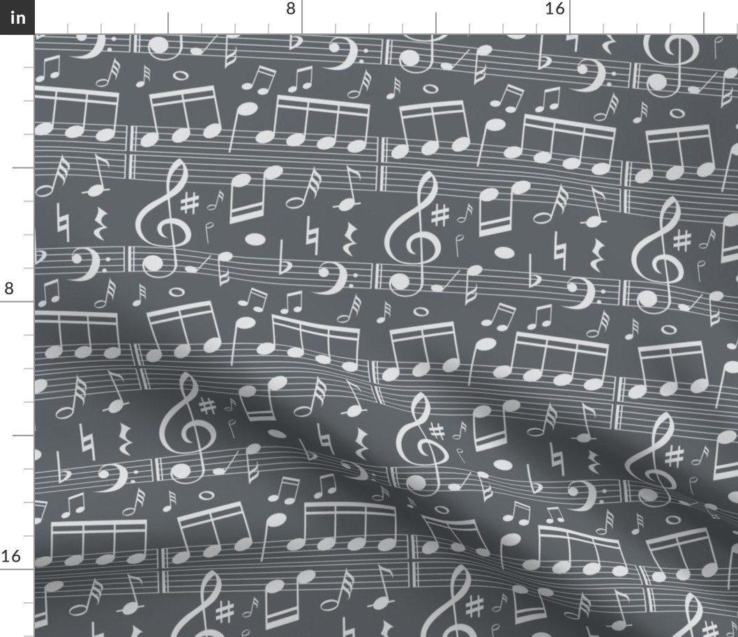 Music Notes - Dark Grey - Bigger Scale