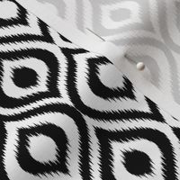 Smaller Scale - Ikat Ogee - Black and White