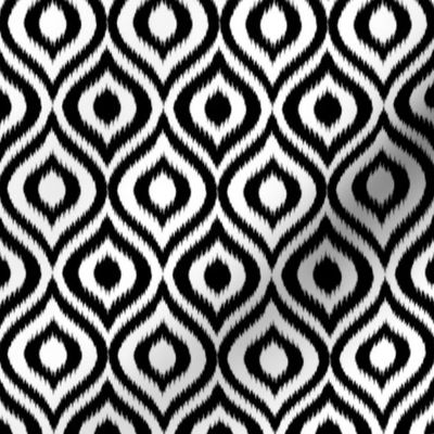 Smaller Scale - Ikat Ogee - Black and White