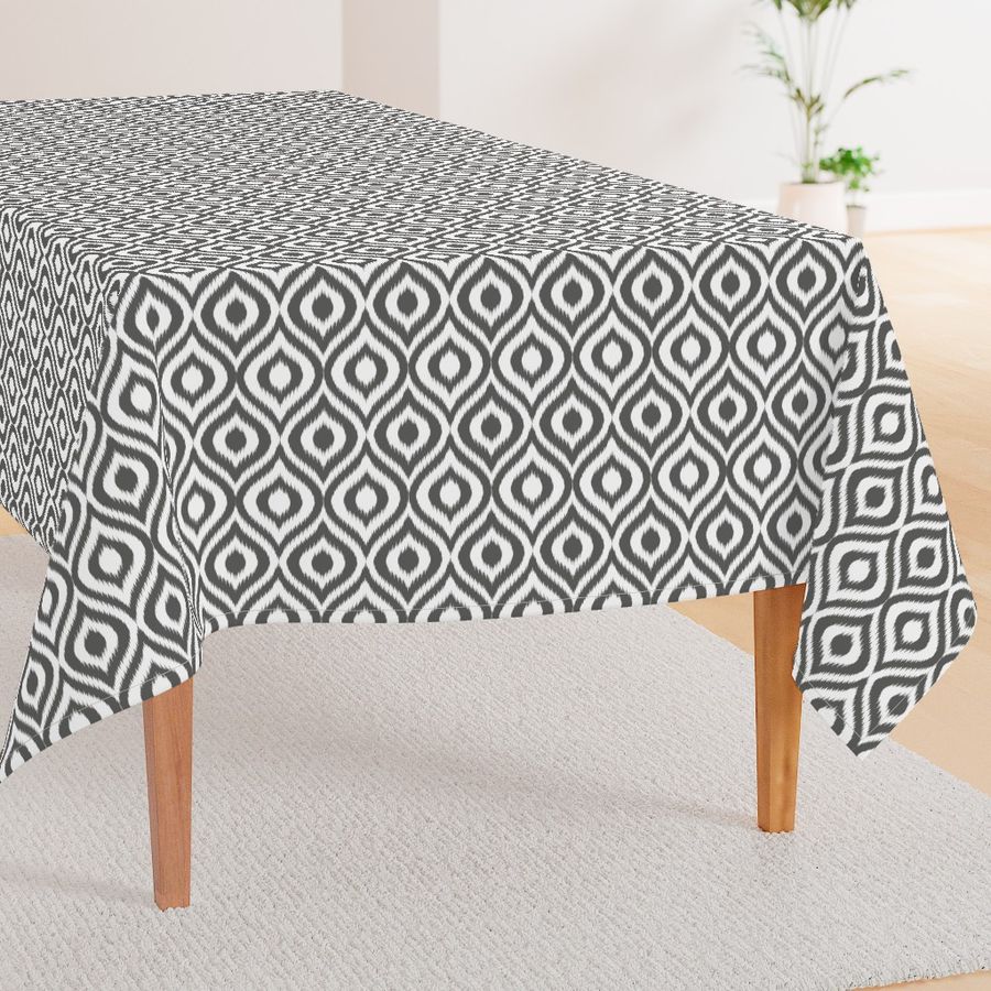 Bigger Scale - Ikat Ogee - Dark Grey and White