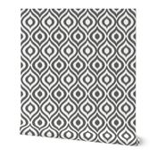 Bigger Scale - Ikat Ogee - Dark Grey and White