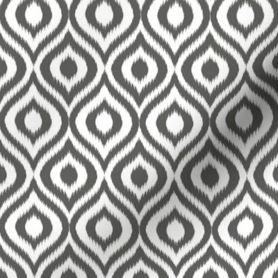 Smaller Scale - Ikat Ogee - Dark Grey and White