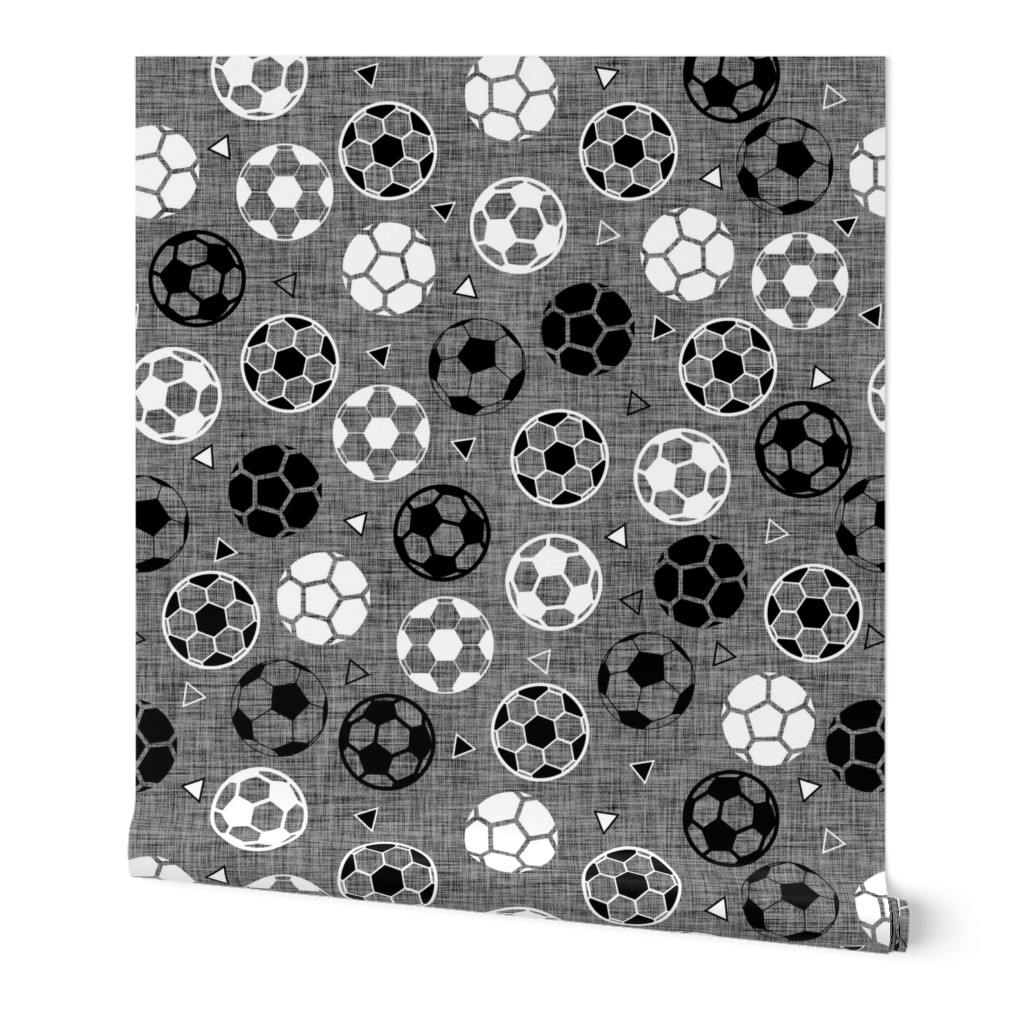 Small Soccer Balls on Gray Linen