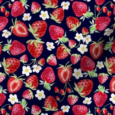 Small Strawberries on Navy