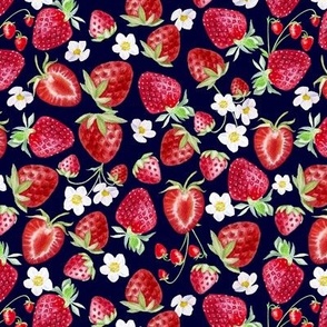 Small Strawberries on Navy