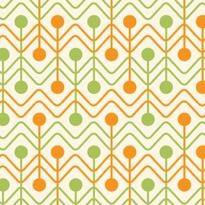 Wavy Lines & Circles: Orange & Green