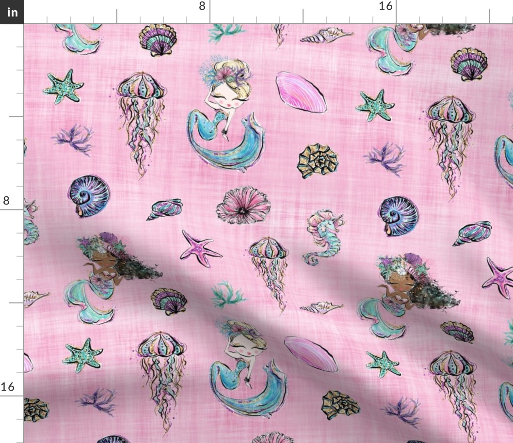 mermaid pink linen