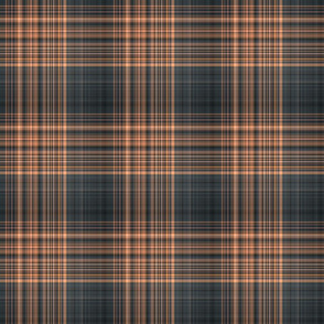 Medium Scale Navy Blue and Peach Fine Line Plaid