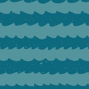 Coastal Stripe Ocean  Waves in Teal and Navy