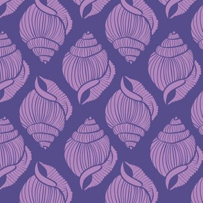 Summer Coastal Sea Shells in Purple Monochrome