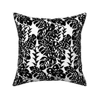 Monstera and Heliconia-black and white