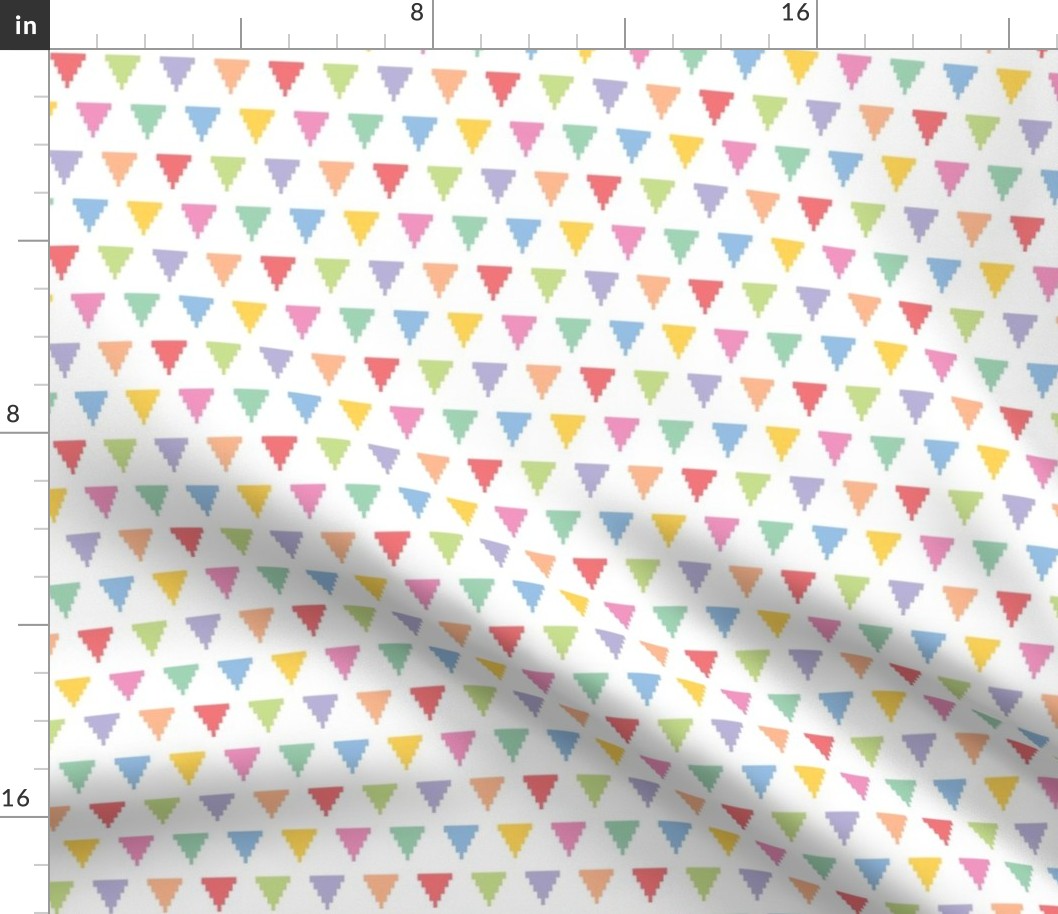 Pixelated multicolored triangles