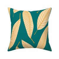 Ivory Mango Leaves on Teal