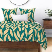 Ivory Mango Leaves on Teal