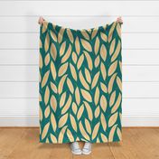 Ivory Mango Leaves on Teal