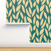 Ivory Mango Leaves on Teal