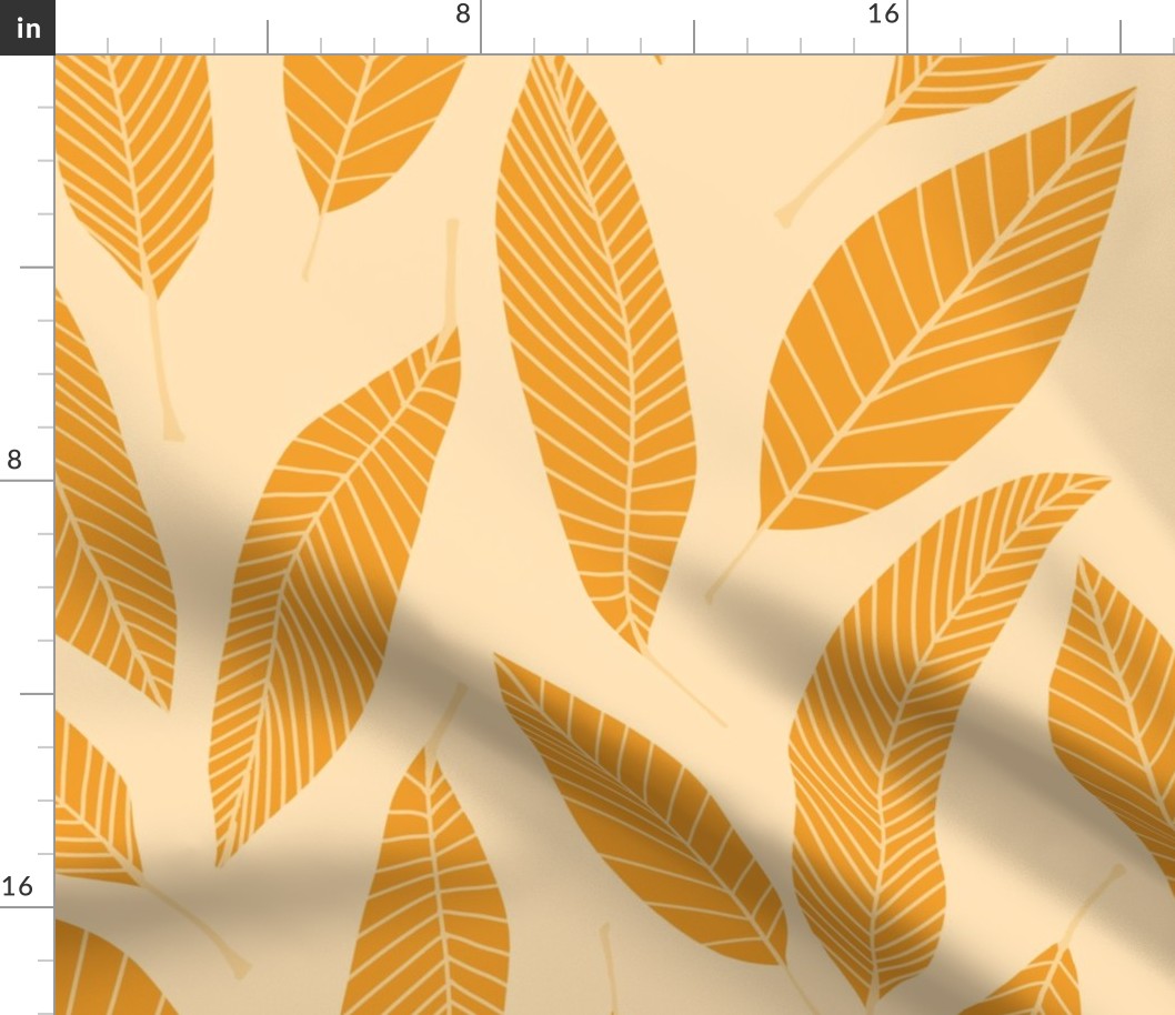 Golden Mango Leaves on Pale Yellow