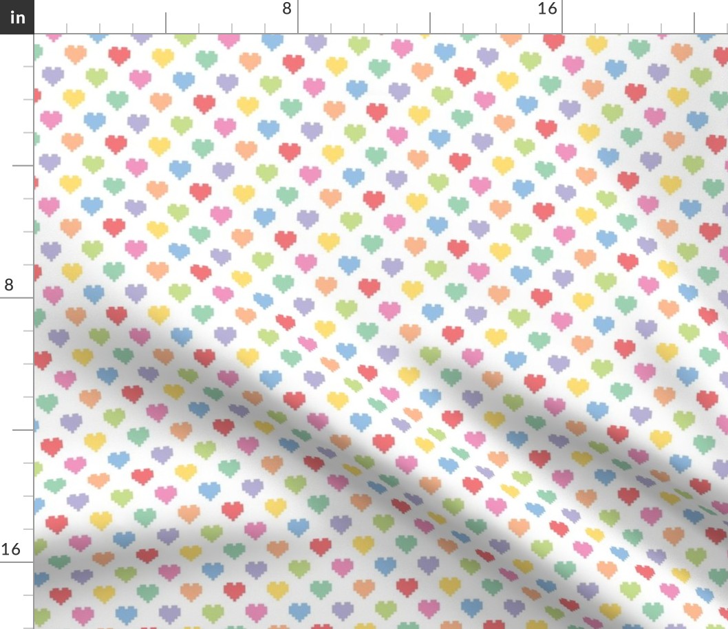 Pixelated multicolored hearts