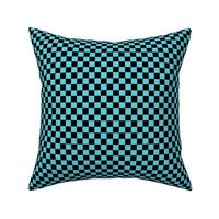 Checker Pattern - Brilliant Cyan and Black