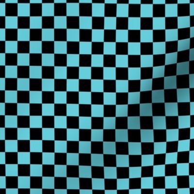 Checker Pattern - Brilliant Cyan and Black