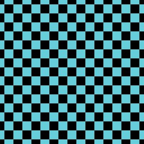 Checker Pattern - Brilliant Cyan and Black