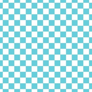 Checker Pattern - Brilliant Cyan and White