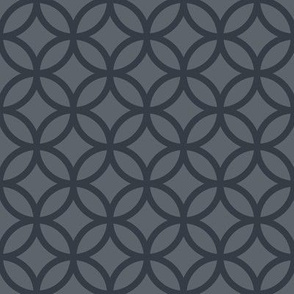 Interlocked Circles Pattern - Slate Grey and Charcoal