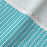 Small Horizontal Pin Stripe Pattern - Brilliant Cyan and White