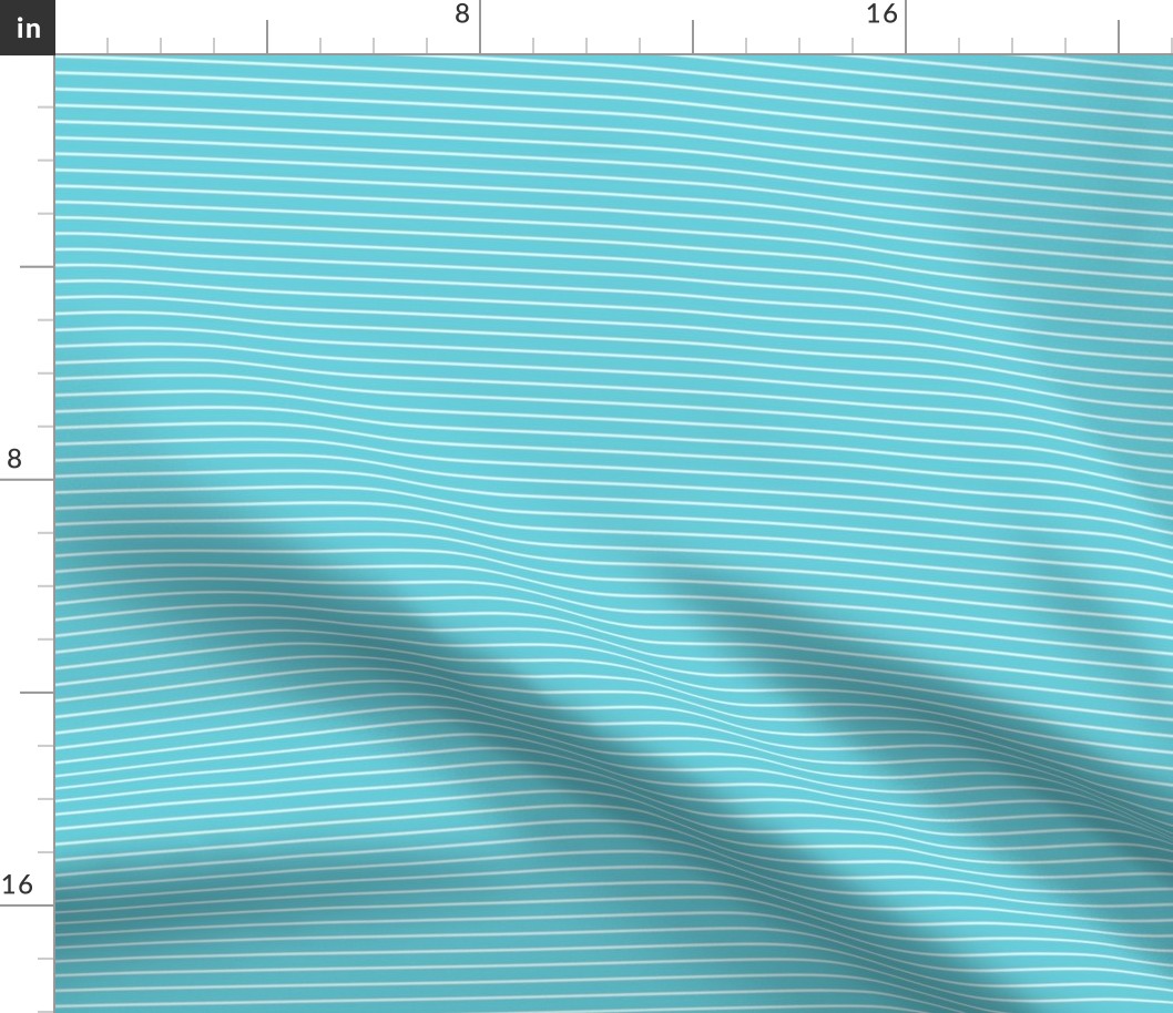 Small Horizontal Pin Stripe Pattern - Brilliant Cyan and White