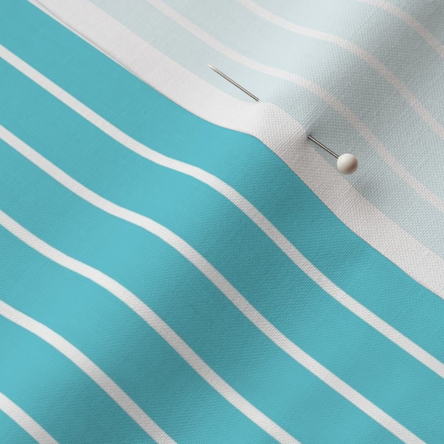 Vertical Pin Stripe Pattern - Brilliant Cyan and White