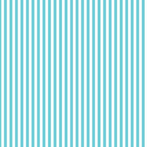 Small Vertical Bengal Stripe Pattern - Brilliant Cyan and White
