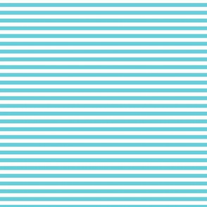 Small Horizontal Bengal Stripe Pattern - Brilliant Cyan and White