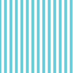 Vertical Bengal Stripe Pattern - Brilliant Cyan and White