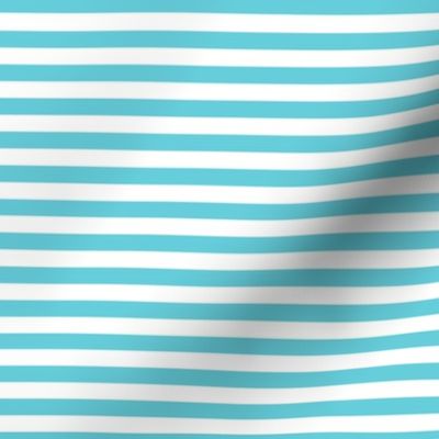 Horizontal Bengal Stripe Pattern - Brilliant Cyan and White