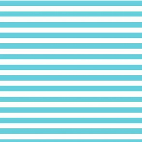 Horizontal Bengal Stripe Pattern - Brilliant Cyan and White