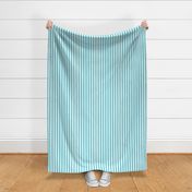 Vertical Awning Stripe Pattern - Brilliant Cyan and White