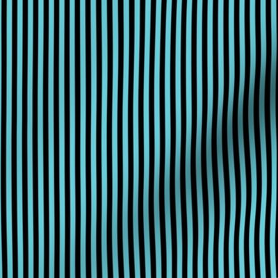 Small Vertical Bengal Stripe Pattern - Brilliant Cyan and Black