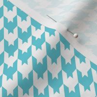 Houndstooth Pattern - Brilliant Cyan and White