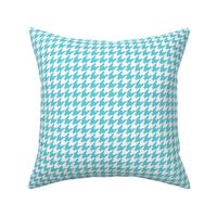 Houndstooth Pattern - Brilliant Cyan and White