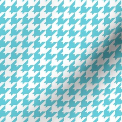 Houndstooth Pattern - Brilliant Cyan and White