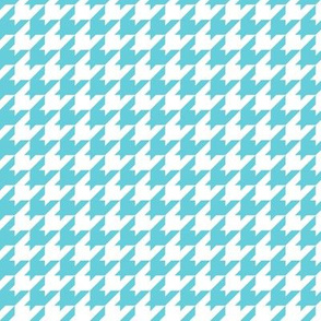 Houndstooth Pattern - Brilliant Cyan and White