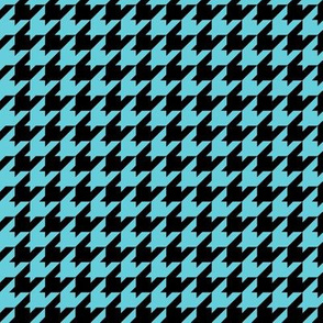 Houndstooth Pattern - Brilliant Cyan and Black