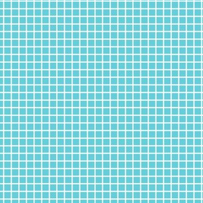 Small Grid Pattern - Brilliant Cyan and White