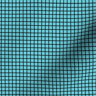 Small Grid Pattern - Brilliant Cyan and Black