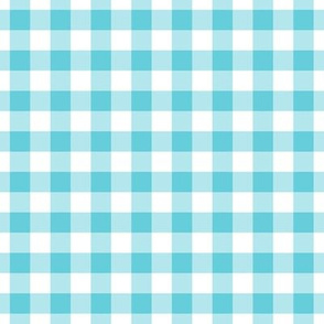 Gingham Pattern - Brilliant Cyan and White