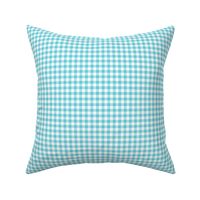 Small Gingham Pattern - Brilliant Cyan and White